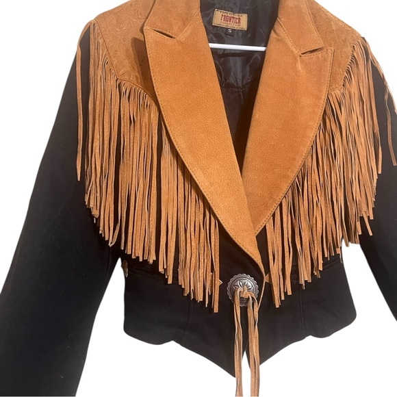 Vintage Frontier Collection Women Blac Fringe Jacket Size Small - Picture 5 of 7